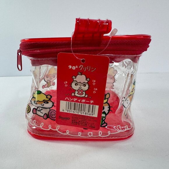 Corocorokuririn 1998 Sanrio Clear & Red Vinyl Plastic Zipper Square Bag - Picture 3 of 14